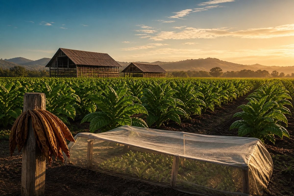 Tobacco seedbed and field in production